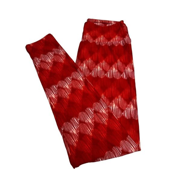 LuLaRoe red & white heart leggings, OS - Picture 1 of 3